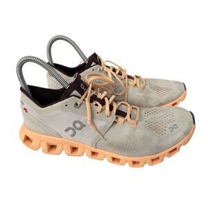 On Cloud X Shoes Womens Size 8.5 Gray PeachSilver Almond Running Sneakers